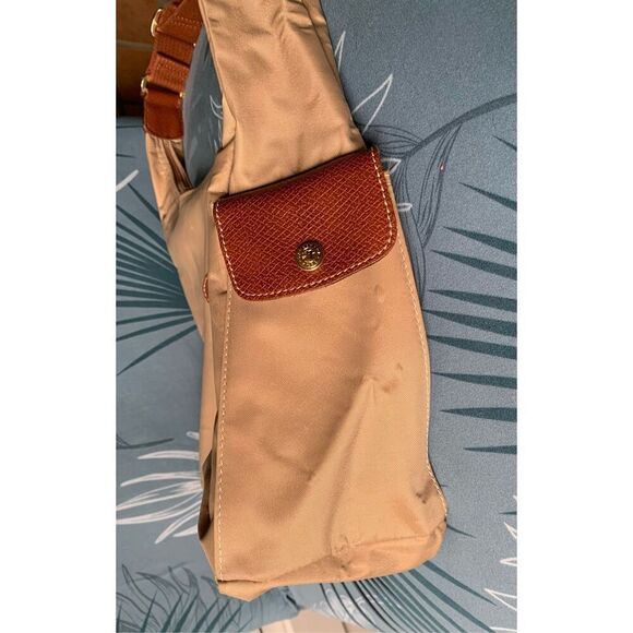 LONGCHAMP Le Pliage Nylon Desert Tan HOBO SHOULDER BAG PURSE - Picture 7 of 12
